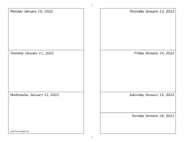 01/10/2022 Weekly Calendar-landscape Calendar