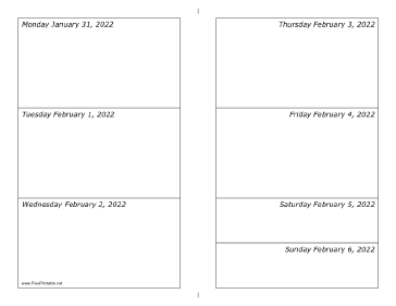 01/31/2022 Weekly Calendar-landscape Calendar