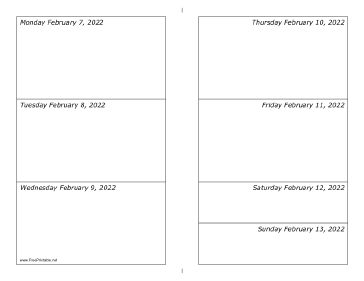 02/07/2022 Weekly Calendar-landscape Calendar