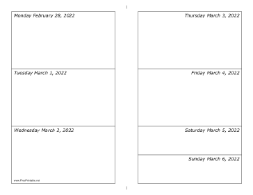 02/28/2022 Weekly Calendar-landscape Calendar