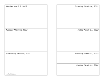 03/07/2022 Weekly Calendar-landscape Calendar