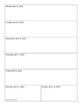 04/04/2022 Weekly Calendar-portrait Calendar