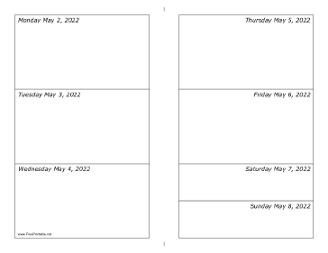 05/02/2022 Weekly Calendar-landscape Calendar