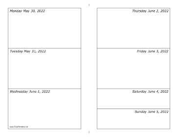 05/30/2022 Weekly Calendar-landscape Calendar