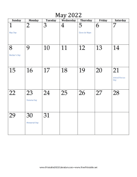 May 2022 Calendar (vertical) Calendar