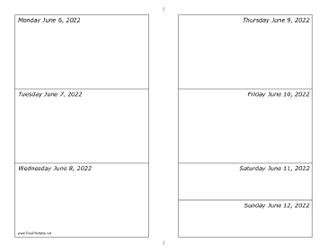 06/06/2022 Weekly Calendar-landscape Calendar