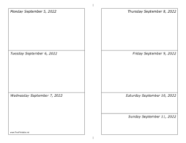 09/05/2022 Weekly Calendar-landscape Calendar