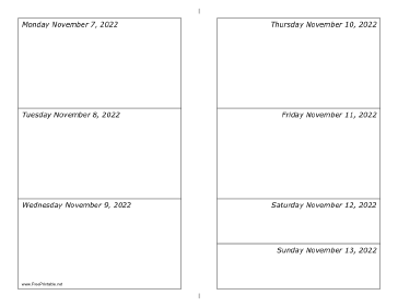 11/07/2022 Weekly Calendar-landscape Calendar