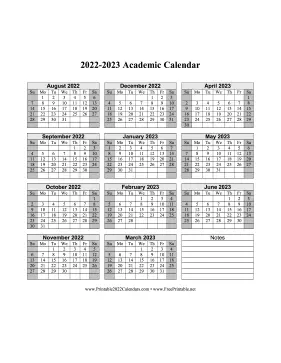 Printable 2022 2023 Calendar Printable 2022-2023 Academic Calendar