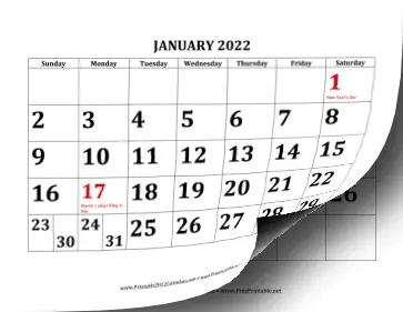 2022 Large Bold Calendar