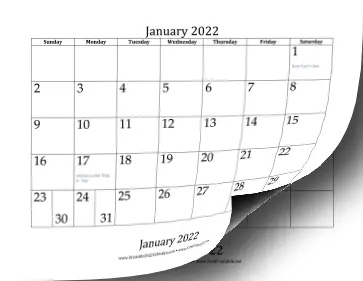2022 Bottom Month Calendar