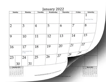 2022 Calendar Mini-Month Calendar