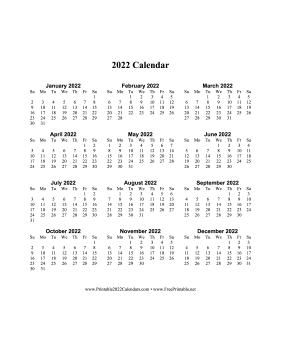 2022 Calendar One Page Vertical Calendar