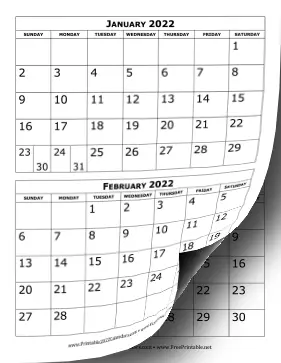 2022 Calendar Two Months Per Page Calendar