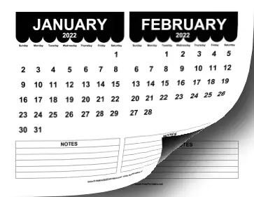 2022 Cute Scallop Calendar Calendar