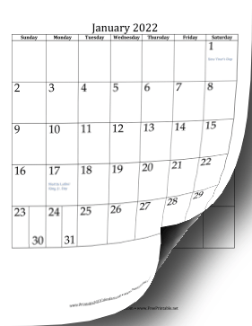2022 Vertical Calendar