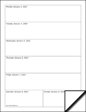 2022 Weekly Calendar-portrait Calendar