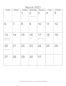 March 2022 Calendar (vertical) calendar