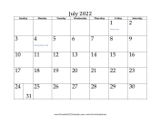 July 2022 Calendar calendar