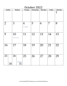 October 2022 Calendar (vertical) calendar