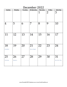 December 2022 Calendar (vertical) calendar