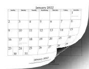 2022 Bottom Month calendar