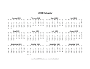 2022 Calendar One Page Horizontal calendar