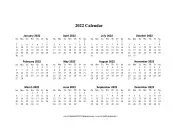 2022 Calendar One Page Horizontal Descending calendar