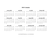 2022 Calendar One Page Horizontal Descending calendar