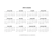 2022 Calendar One Page Horizontal Descending Holidays In Red calendar