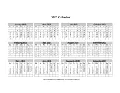 2022 Calendar One Page Horizontal Grid Descending Monday Start calendar