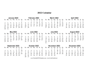 2022 Calendar One Page Large Horizontal calendar