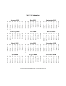 2022 Calendar One Page Vertical Descending calendar