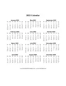 2022 Calendar One Page Vertical Descending Holidays in Red calendar