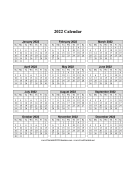 2022 on one page (vertical grid)