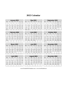 2022 Calendar One Page Vertical Grid Descending Monday Start calendar