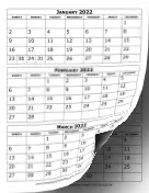 2022 Calendar Three Months Per Page calendar