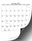 2022 Vertical calendar